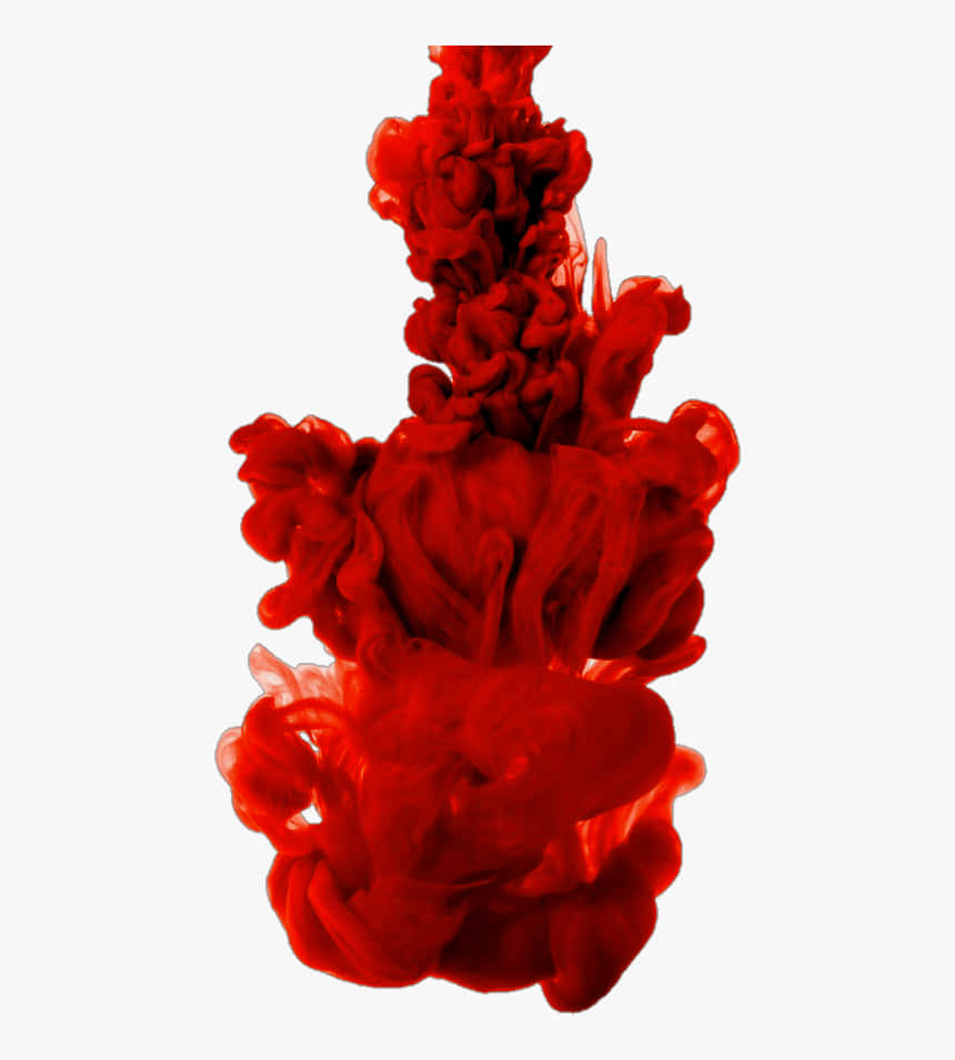 Red Smoke Effect 桌布 壁紙 — 鮮豔的紅色墨水在清澈的水中戲劇性地旋轉擴散，背景為純色。