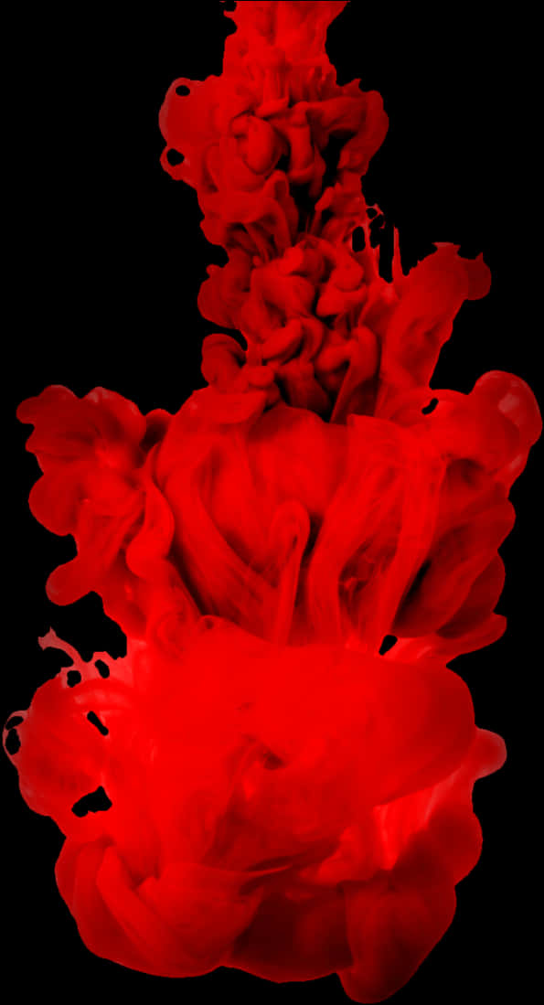 Red Smoke Effect 桌布 壁紙 — 鮮豔的紅色墨水在純黑背景上以流暢的抽象動態綻放。