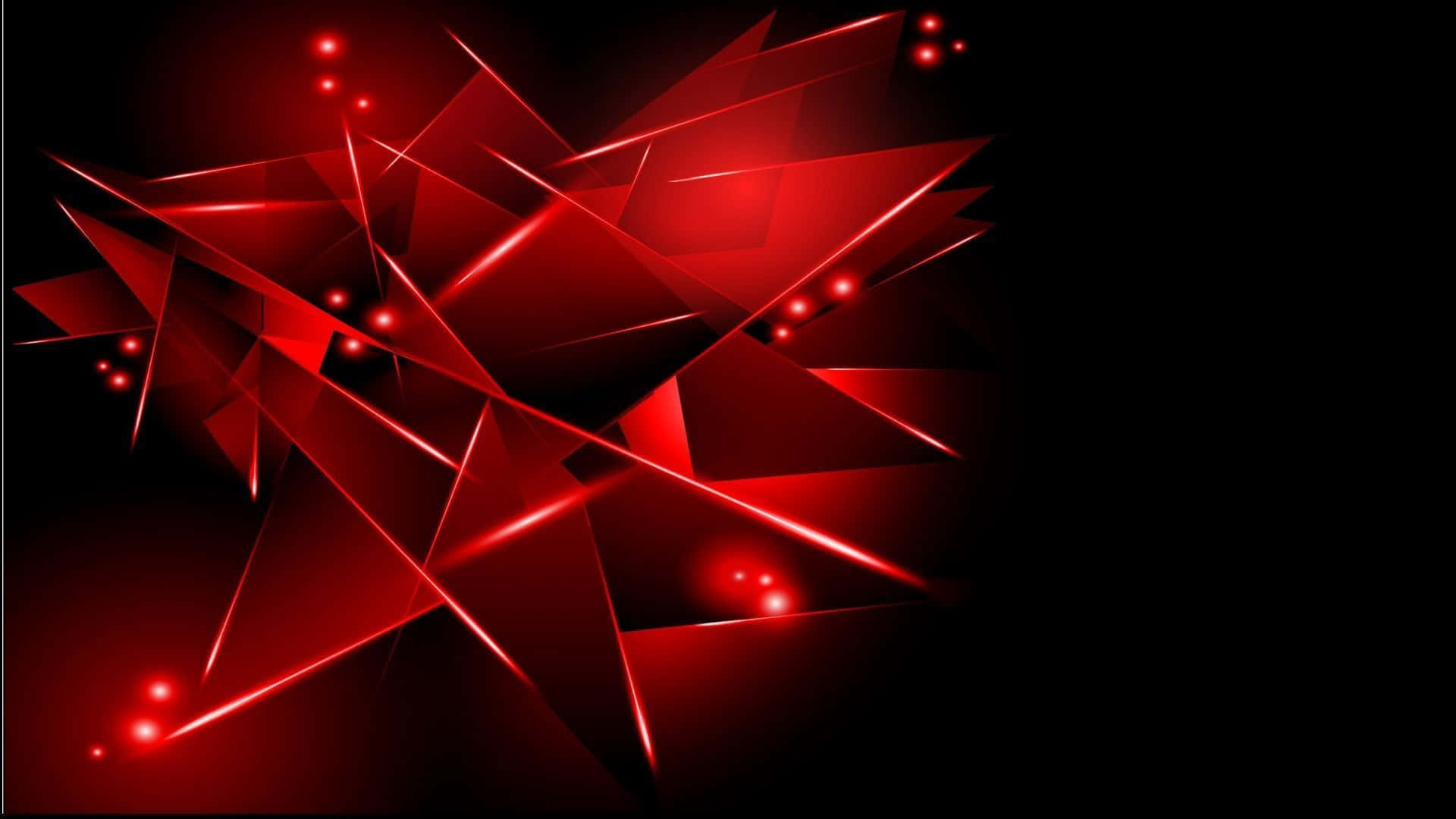 Red Gaming 桌布 壁紙 — 鮮豔的紅色幾何碎片在深黑色背景上發光，並散佈著發光的點。