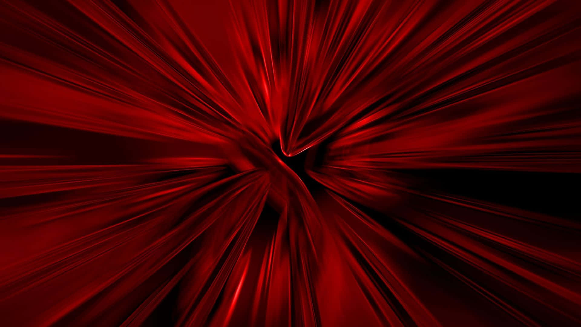 Dark Red Aesthetic 桌布 壁紙 — 鮮豔的紅色抽象光線從中央漩渦中迸發出來，在黑色背景上營造出動態的視覺爆炸效果。