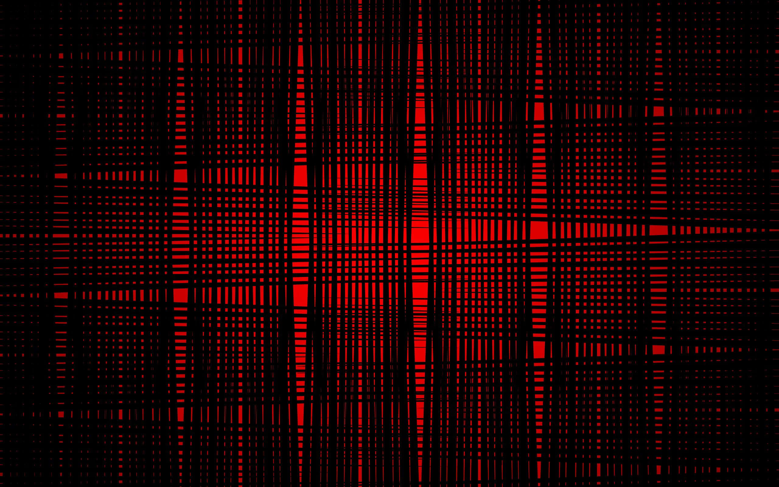 Pattern Desktop 桌布 壁紙 — 鮮豔的紅色數位線條在黑色網格上脈動，創造出未來感的抽象圖案。