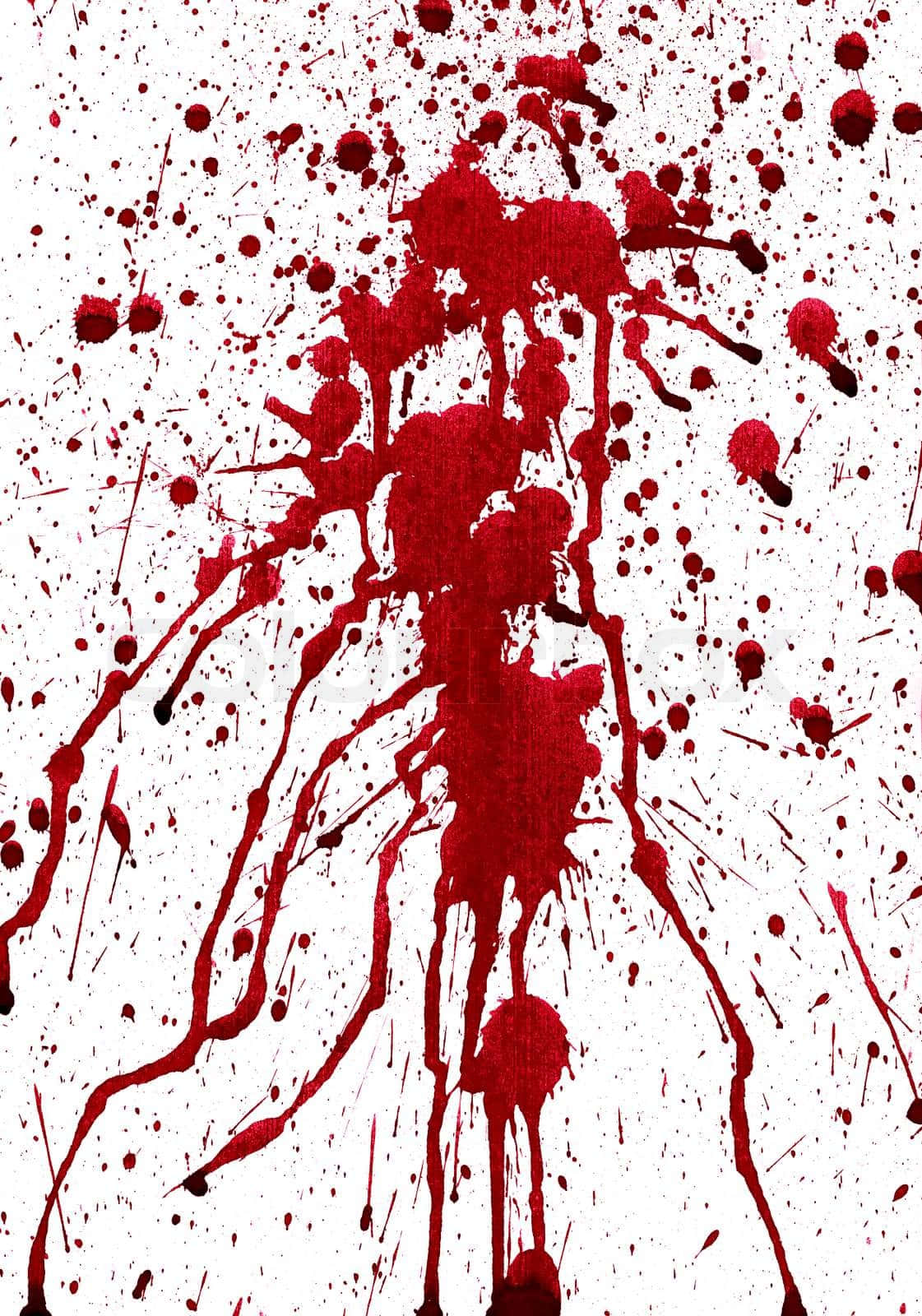 Blood Aesthetic 桌布 壁紙 — 鮮豔的紅色油漆飛濺和滴落，以混亂、高對比的筆觸在純白背景上傾瀉而下。