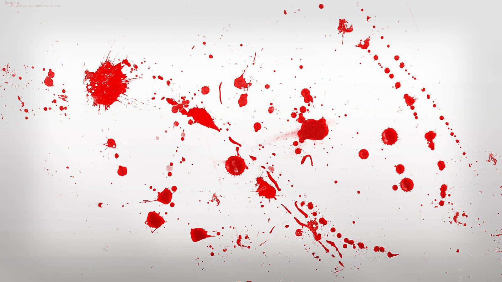 Blood 桌布 壁紙 — 鮮豔的紅色油漆飛濺在乾淨的白色背景上，形成動態、混亂的筆觸。