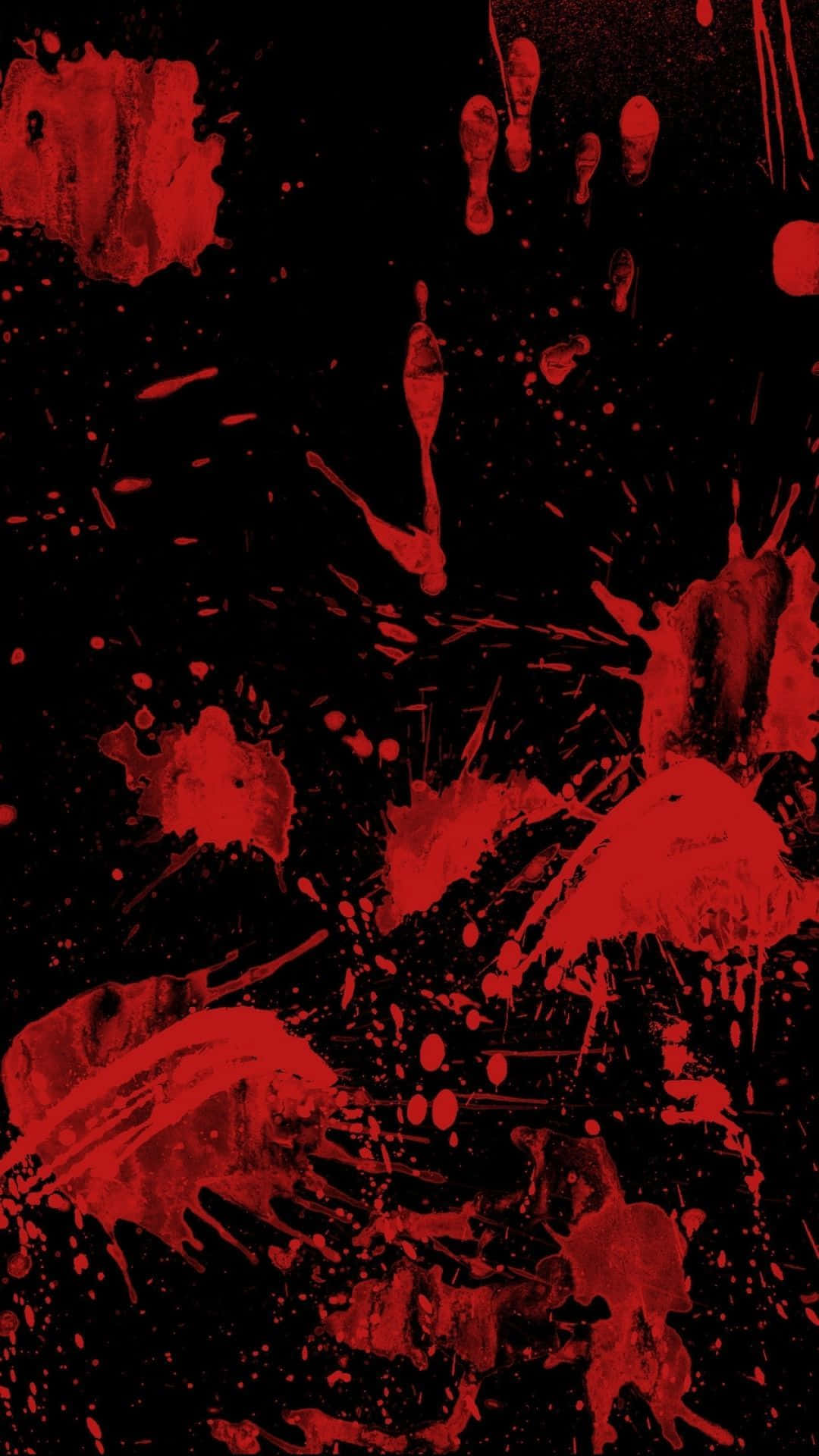 Blood Aesthetic 桌布 壁紙 — 鮮豔的紅色油漆飛濺在嚴峻的黑色背景上爆炸，形成混亂的抽象構圖。