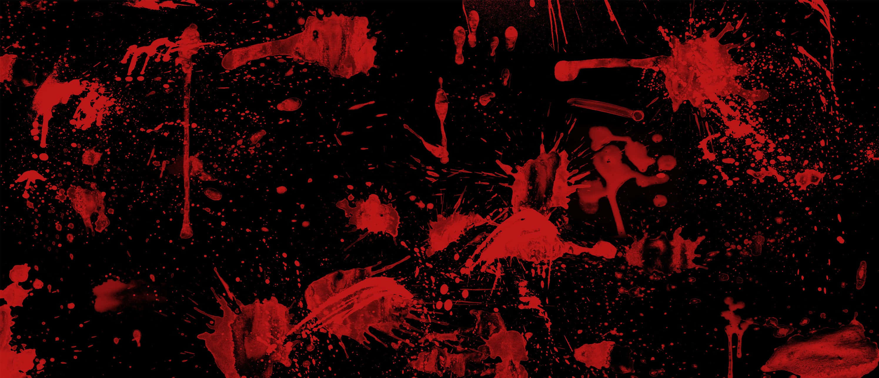 Blood Splatter 桌布 壁紙 — 鮮豔的紅色油漆飛濺在漆黑的背景上，形成混亂的抽象構圖。