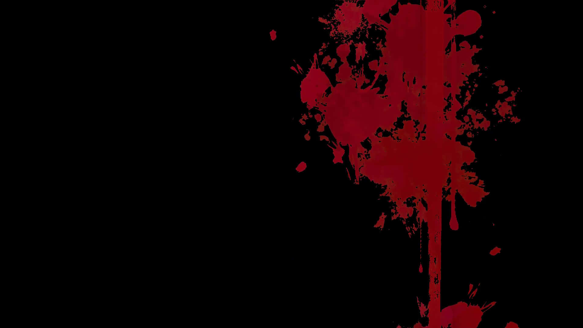 Blood Splatter 桌布 壁紙 — 鮮豔的紅色油漆飛濺在漆黑的背景上，形成混亂的抽象爆發。