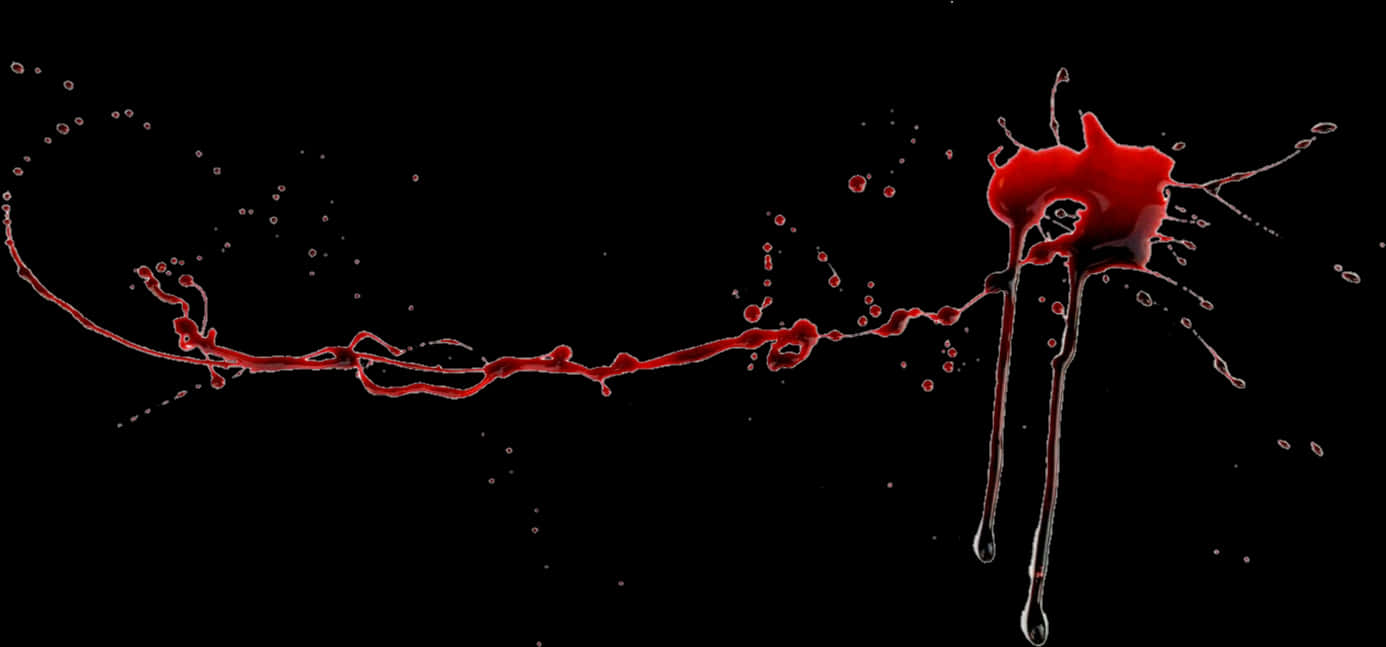 Blood Dripping 桌布 壁紙 — 鮮豔的紅色液體飛濺在純黑色背景上劃出弧線，水滴以慢動作尾隨。