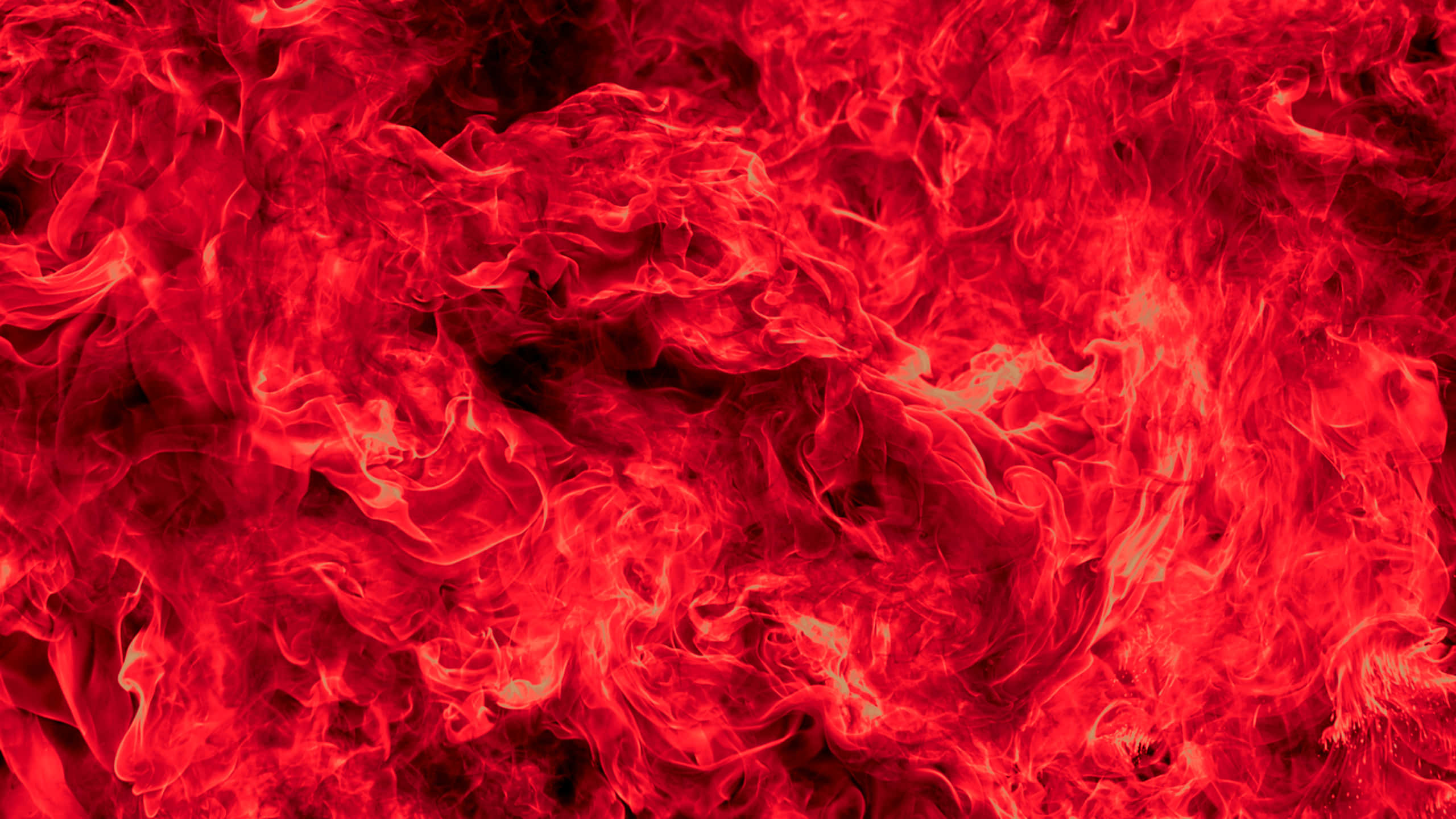 Red Fire 桌布 壁紙 — 鮮豔的紅色火焰在黑暗背景中扭動翻騰，形成動感十足的火焰之舞。