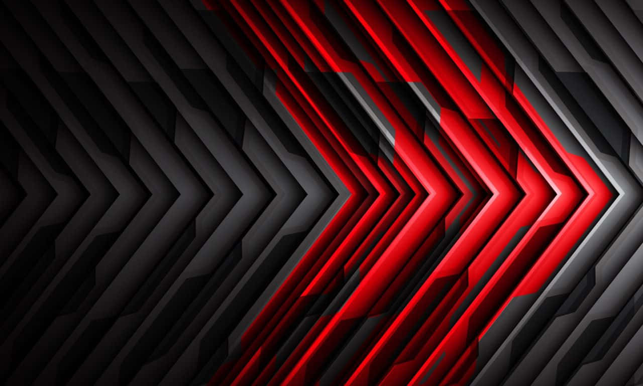 1280x768 桌布 壁紙 — 鮮豔的紅色發光V形圖案與深黑色幾何背景形成鮮明對比，創造出動態的現代抽象圖案。