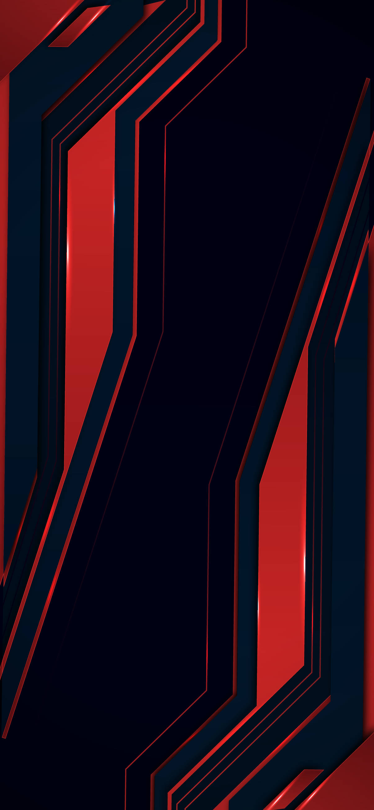 Red And Black iPhone 桌布 壁紙 — 鮮豔的紅色發光幾何線條在深邃的黑色背景上形成鮮明對比，呈現出時尚的數位抽象設計。
