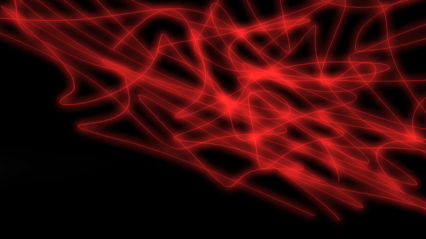 Red Neon 桌布 壁紙 — 鮮豔的紅色發光線條在深黑色背景上動態旋轉，形成抽象且充滿活力的圖案。
