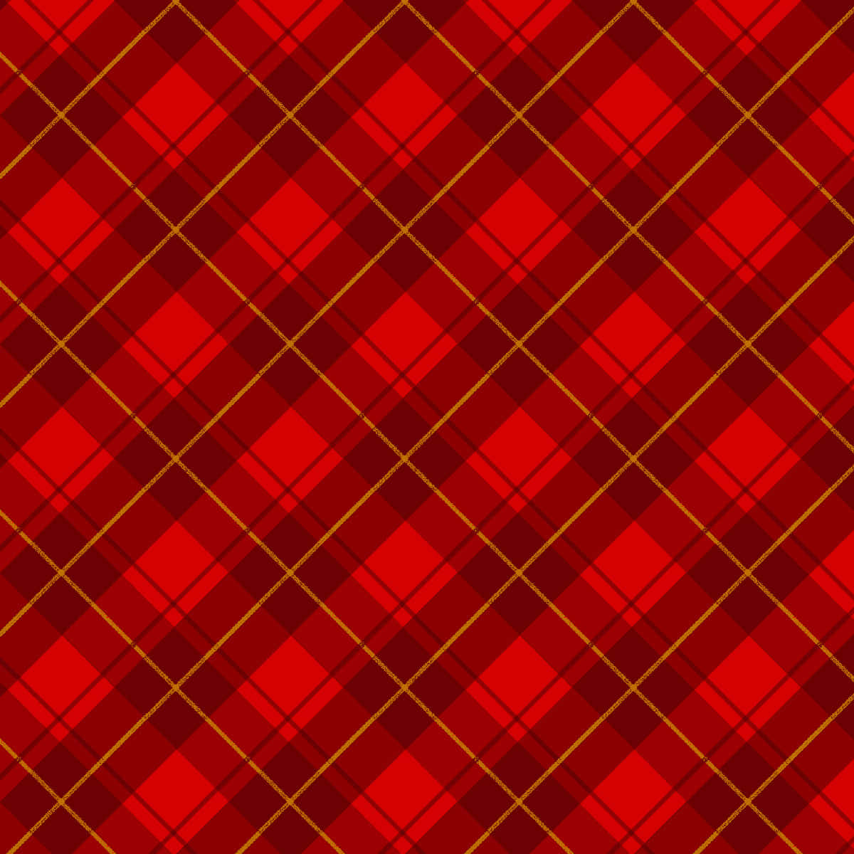 Fabric 桌布 壁紙 — 鮮豔的紅色蘇格蘭格紋圖案搭配金色線條，營造出大膽的幾何紡織設計。
