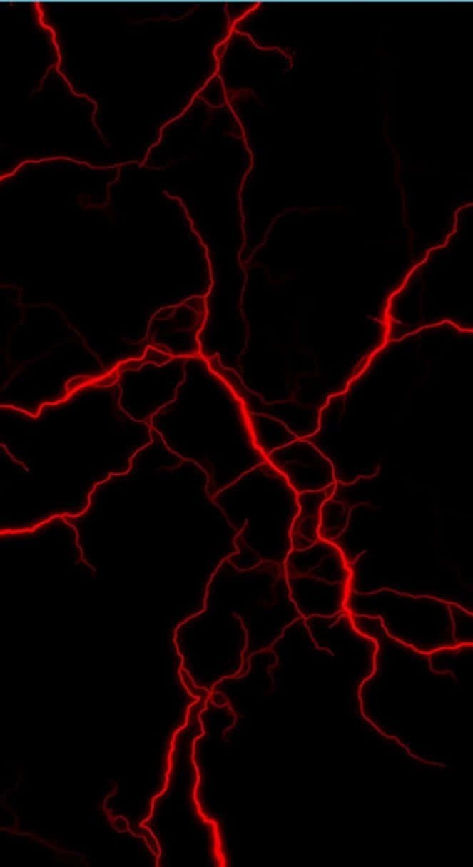 Red Marble 桌布 壁紙 — 鮮豔的紅色閃電在純黑虛空中劈啪作響，呈現戲劇性的電光效果。
