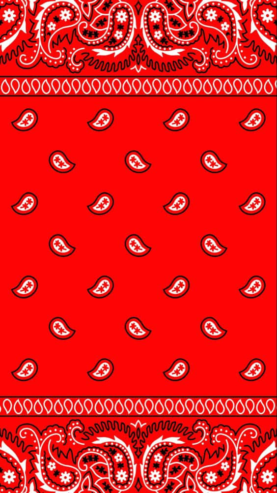 Blood Gang 桌布 壁紙 — 鮮豔的紅色頭巾，帶有複雜的白色佩斯利圖案和重複的紋樣。