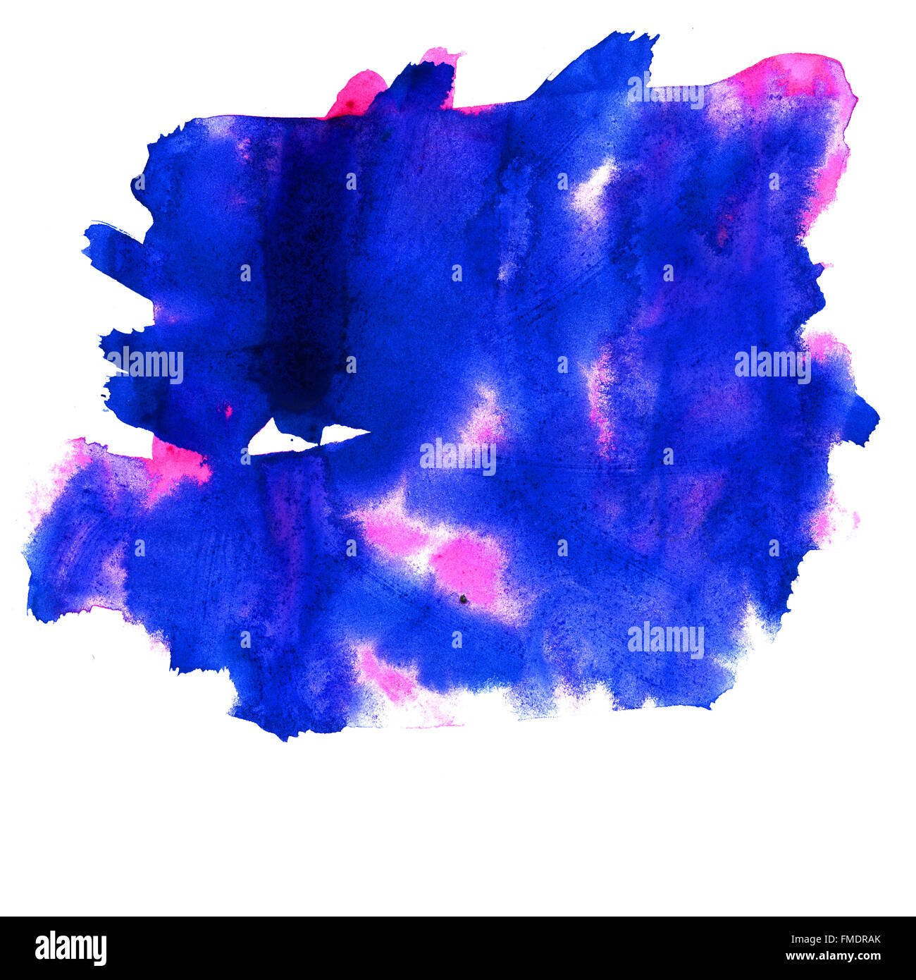 Paint Splatter Aesthetic 桌布 壁紙 — 鮮豔的藍色和粉紅色水彩潑濺，帶有紋理筆觸，在純白背景上。