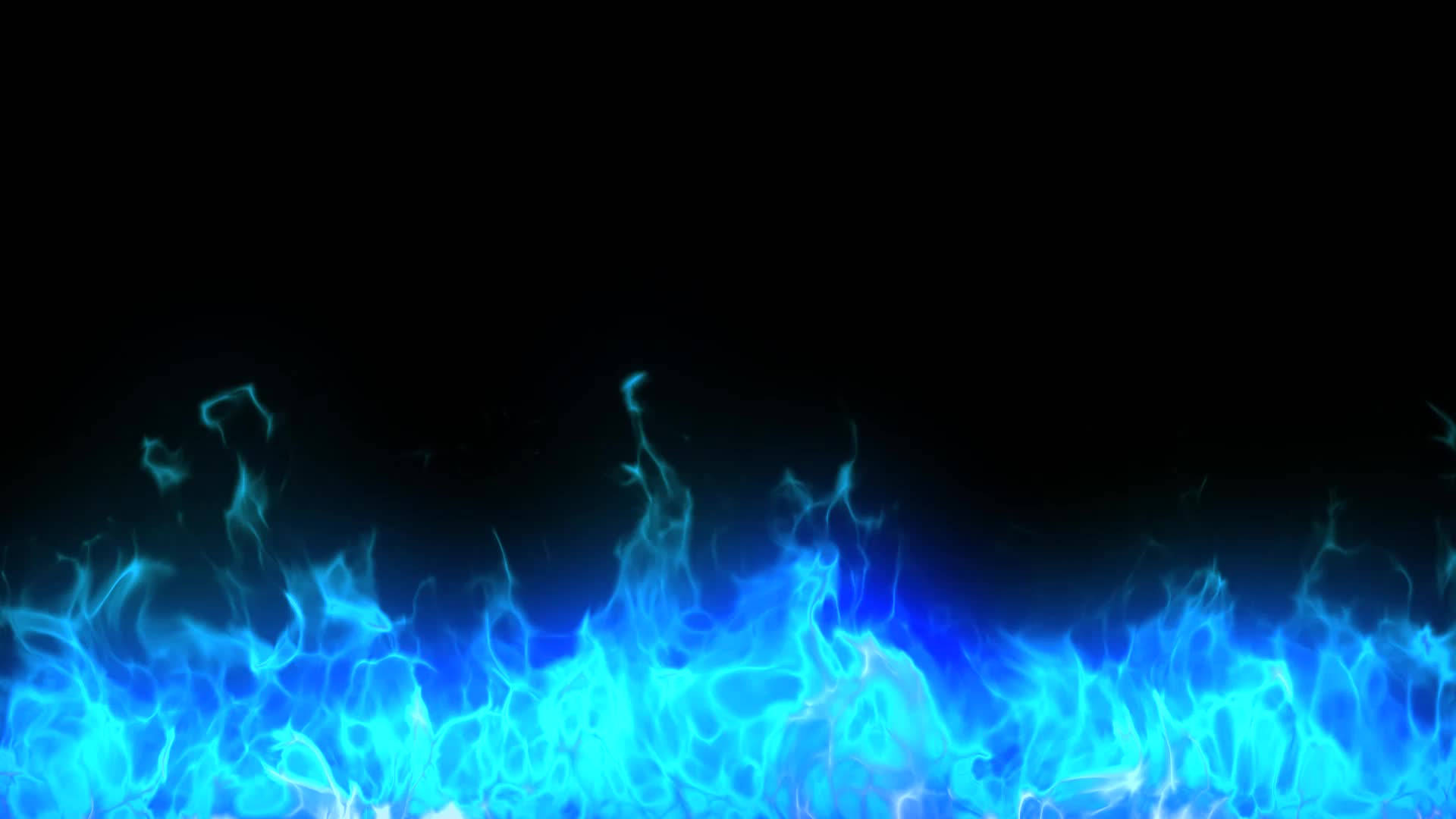 Flames 桌布 壁紙 — 鮮豔的藍色火焰在純黑色背景上舞動，營造出鮮明對比和動感能量。