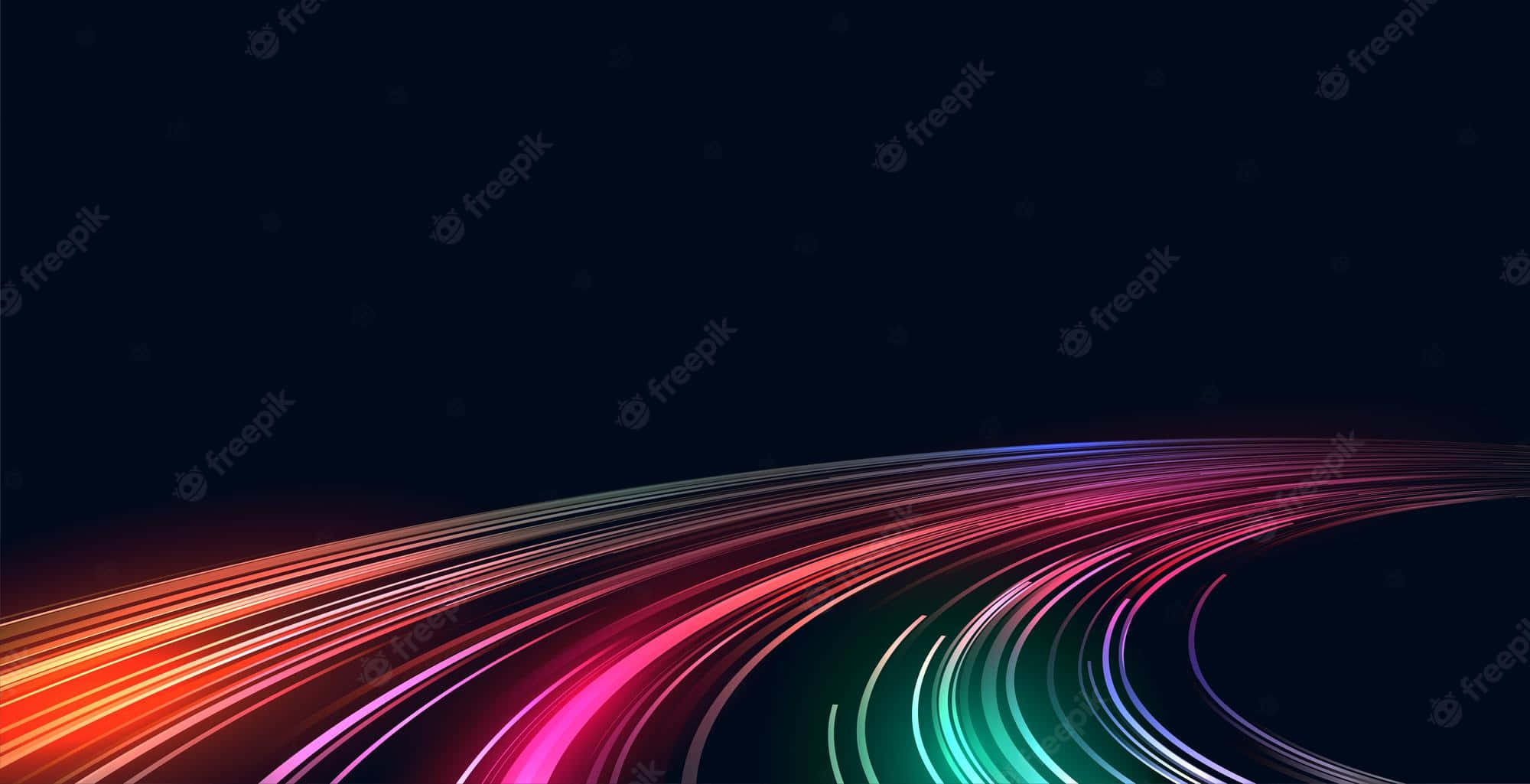 motion 桌布 壁紙 — 鮮豔的霓虹光條在深色背景上彎曲，營造出動態的數位運動效果。
