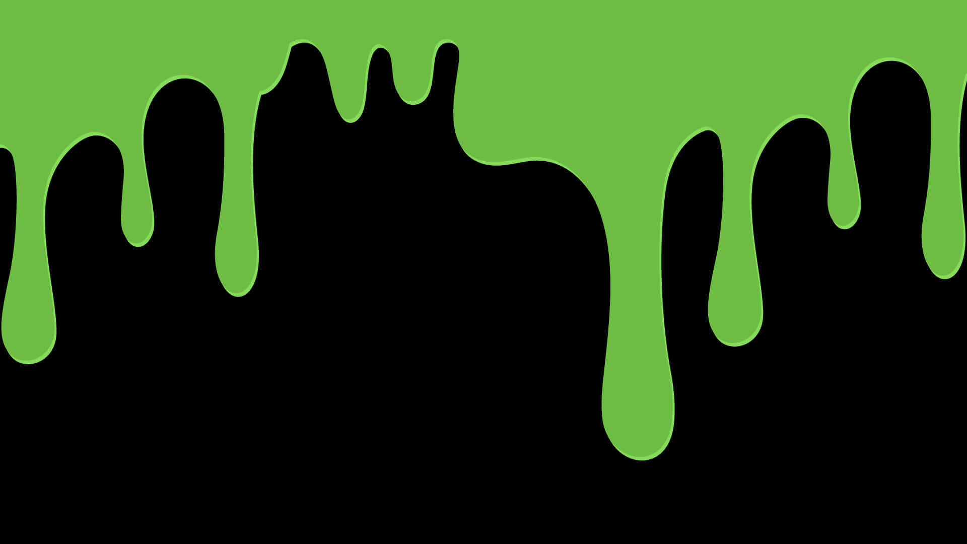 Halloween Slime 桌布 壁紙 — 鮮豔的青檸綠色油漆以濃稠黏滯的流體滴落在純黑背景上。