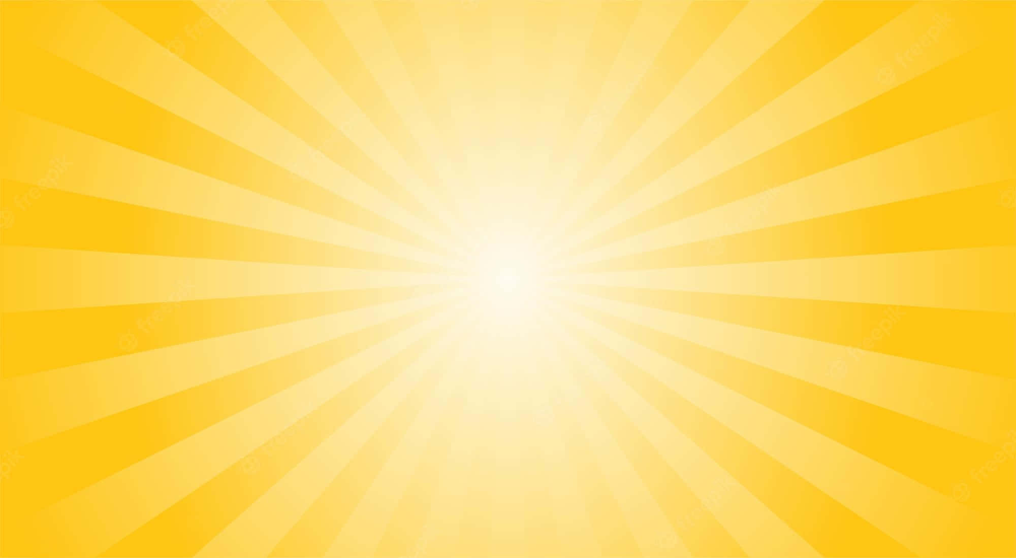 Sun Rays 桌布 壁紙 — 鮮豔的黃色太陽爆發從明亮的中心向外輻射，採用乾淨的向量設計。