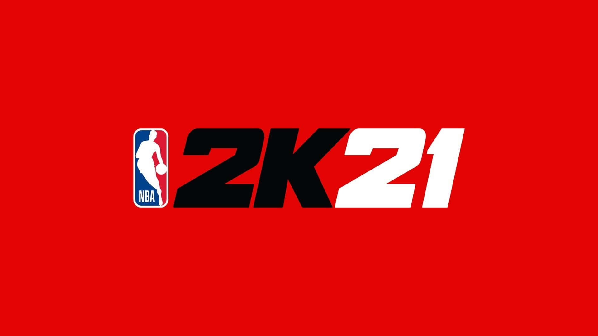 NBA 2k 桌布 壁紙 — 鮮豔紅色背景上黑白相間的醒目NBA 2K21標誌。