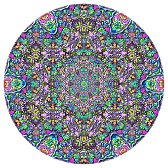 鮮豔迷幻曼陀羅藝術 壁紙