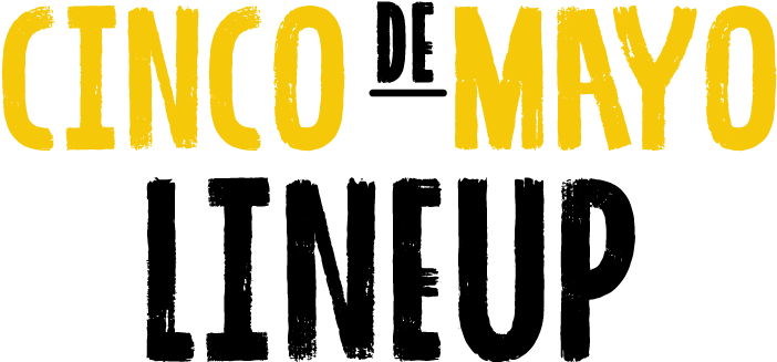 cinco 桌布 壁紙 — 鮮黃色 'CINCO MAYO' 文字，邊緣磨損，襯托在純黑背景上。