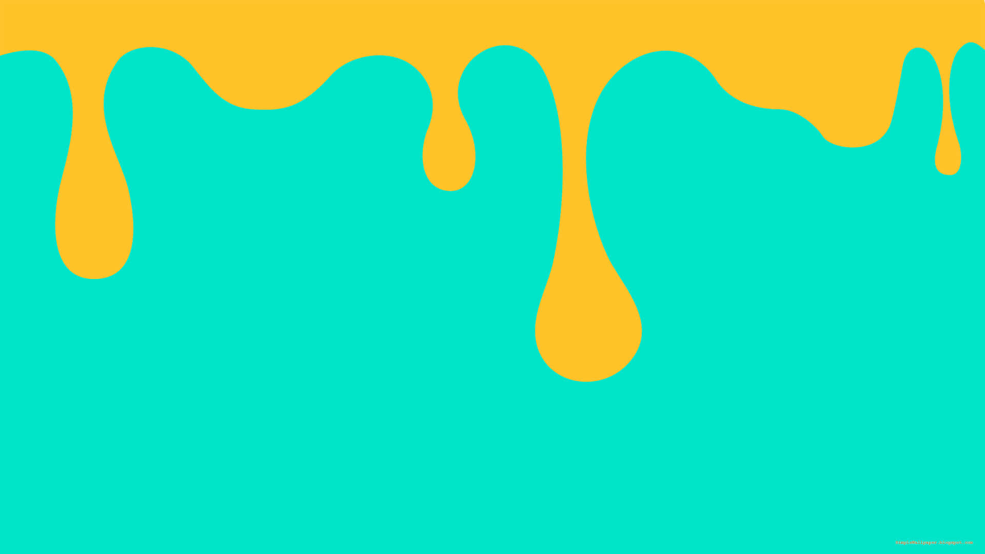 Cyan 桌布 壁紙 — 鮮黃色油漆在青綠色背景上以大膽的抽象形狀滴落。