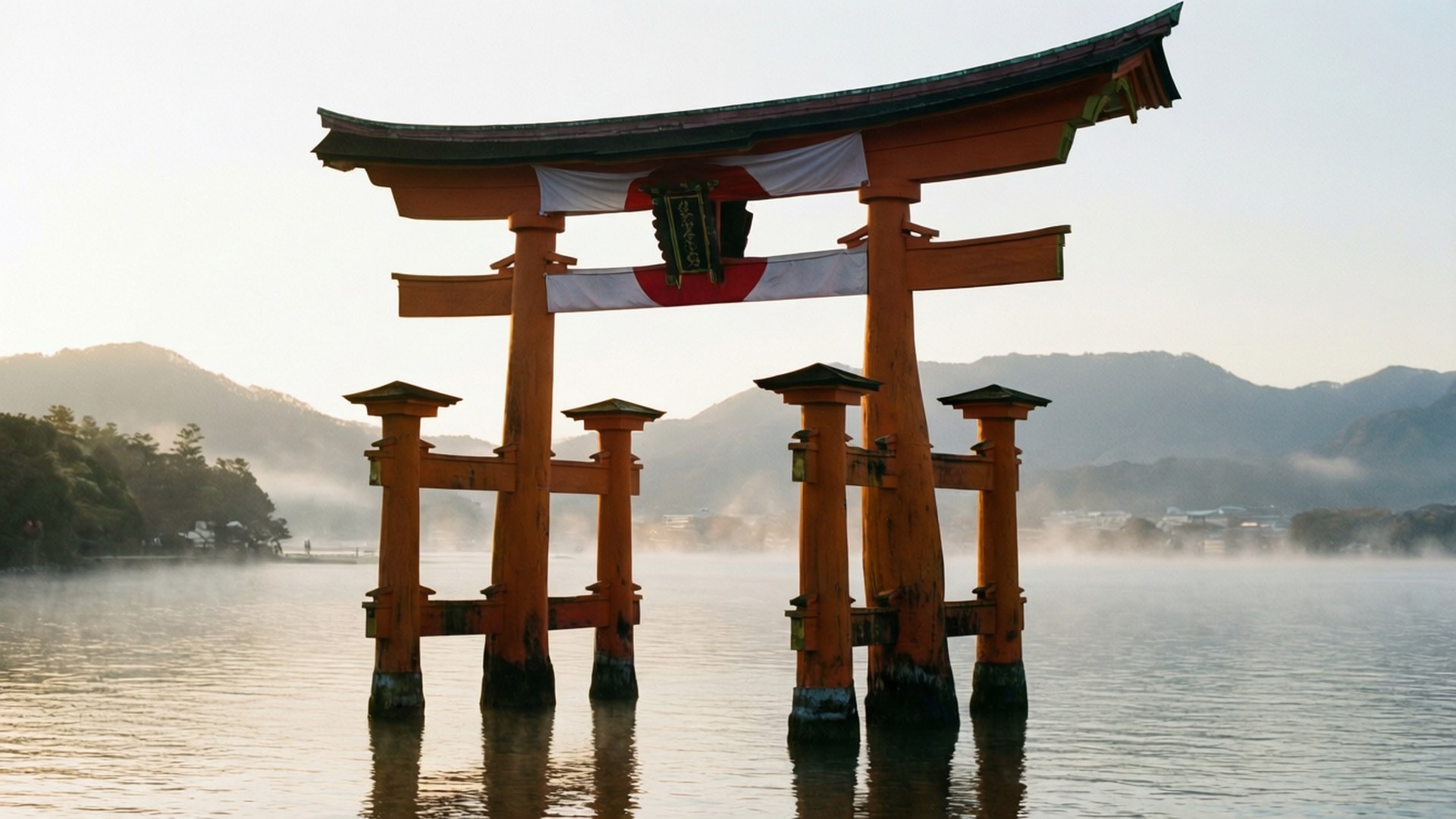 鳥居旗幟 壁紙