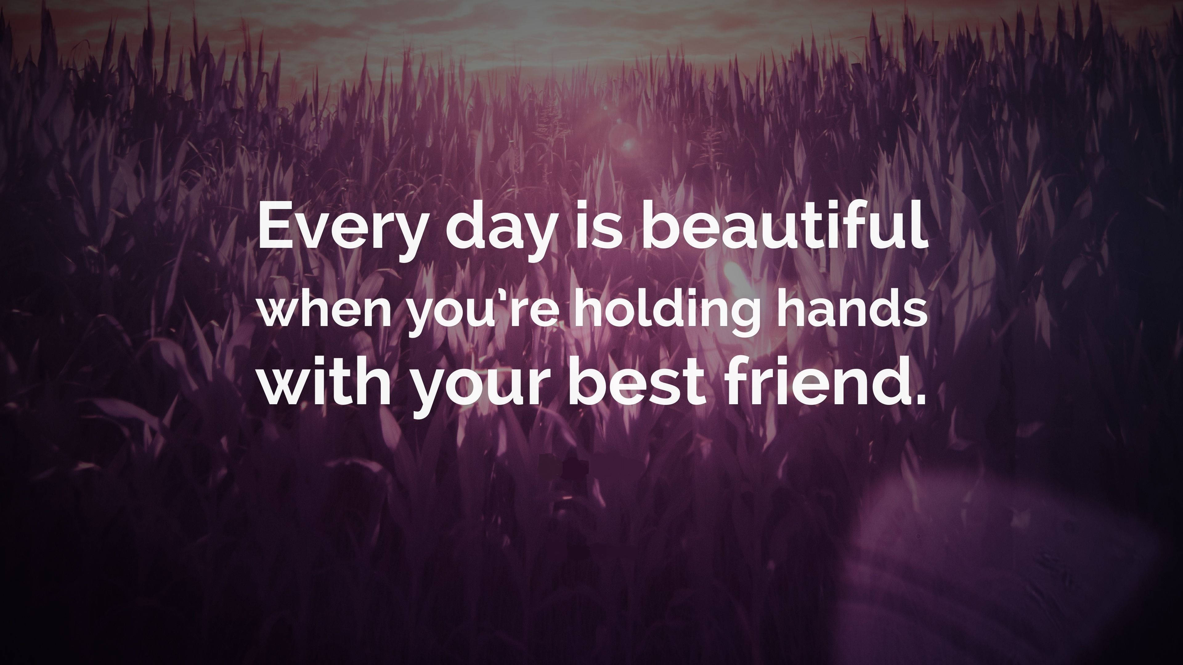 Friendship Quotes 桌布 壁紙 — 黃昏時分帶有紫色色調的玉米田，上面覆蓋著白色文字的勵志語錄。