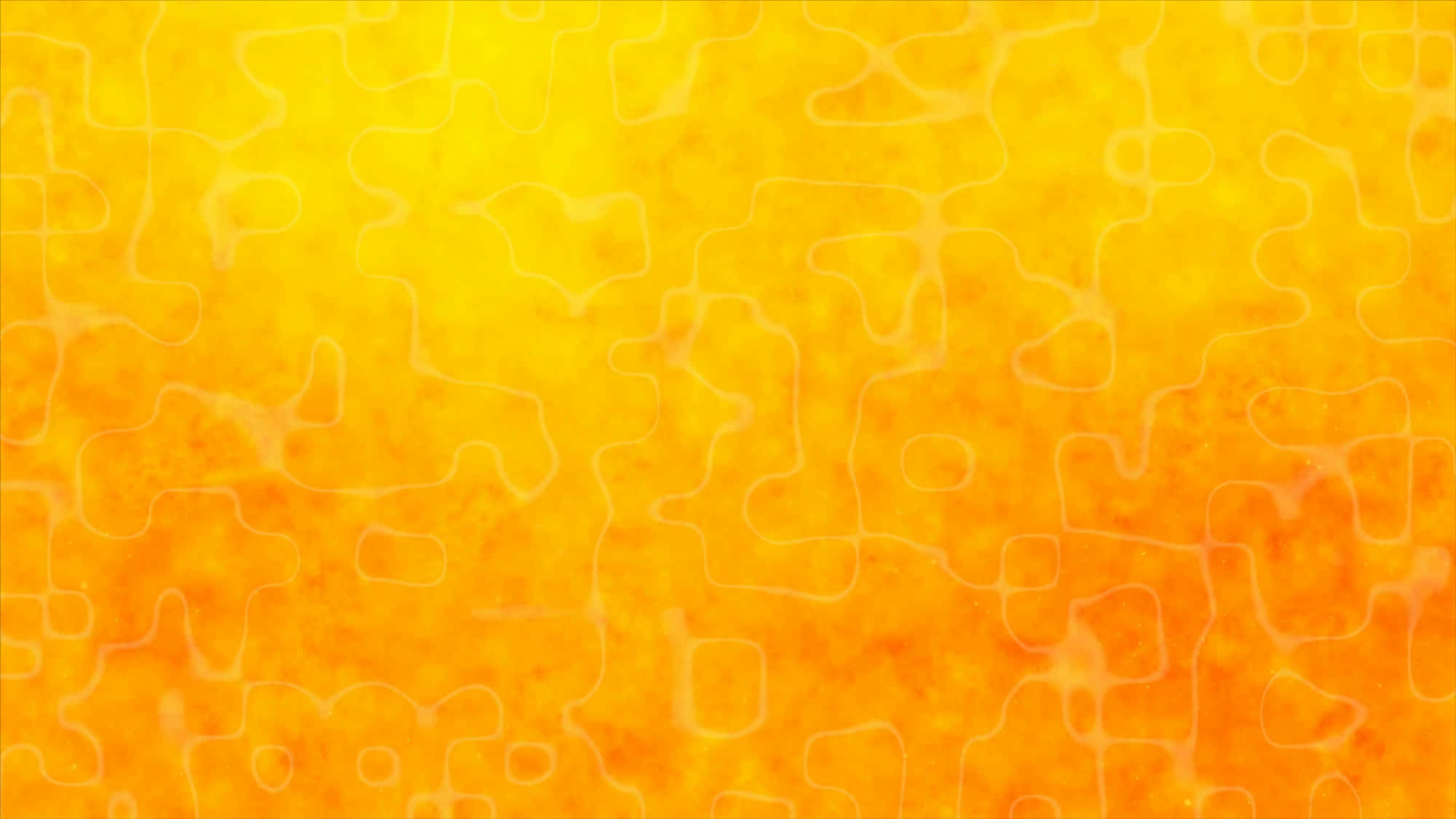 Orange Abstract 桌布 壁紙 — 黃色和橙色的鮮豔漸變，帶有抽象的發光電路狀線條在表面流動。