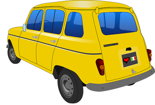 黃色復古汽車插畫 壁紙