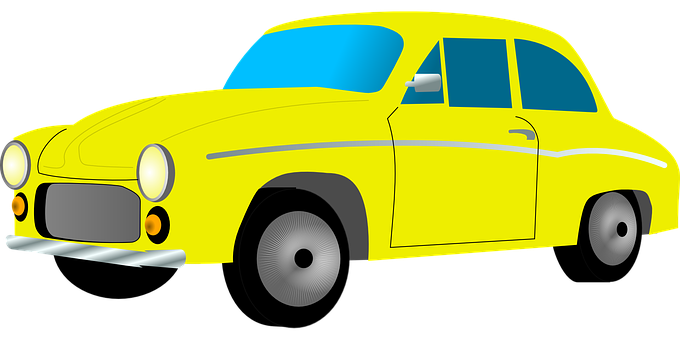 黃色復古汽車插畫 壁紙