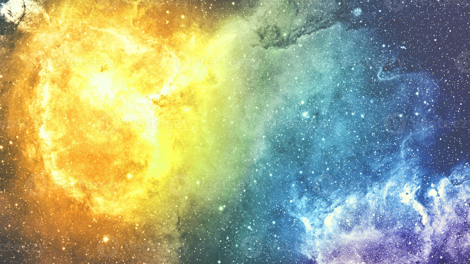 黃藍紫宇宙星雲 壁紙