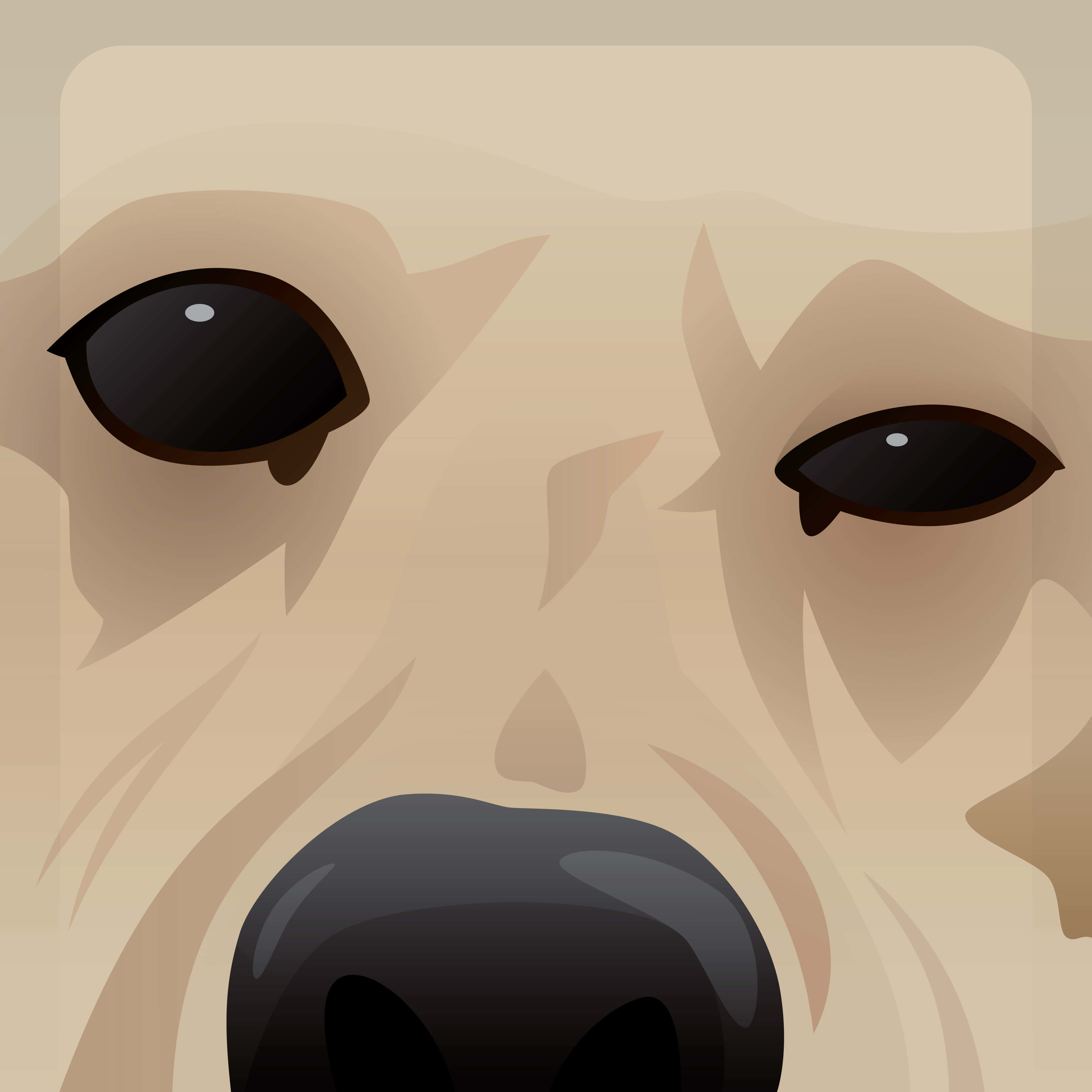 Xbox 360 Gamer 桌布 壁紙 — 黃金獵犬臉部的特寫插圖，毛髮柔軟，深色眼睛充滿靈魂。
