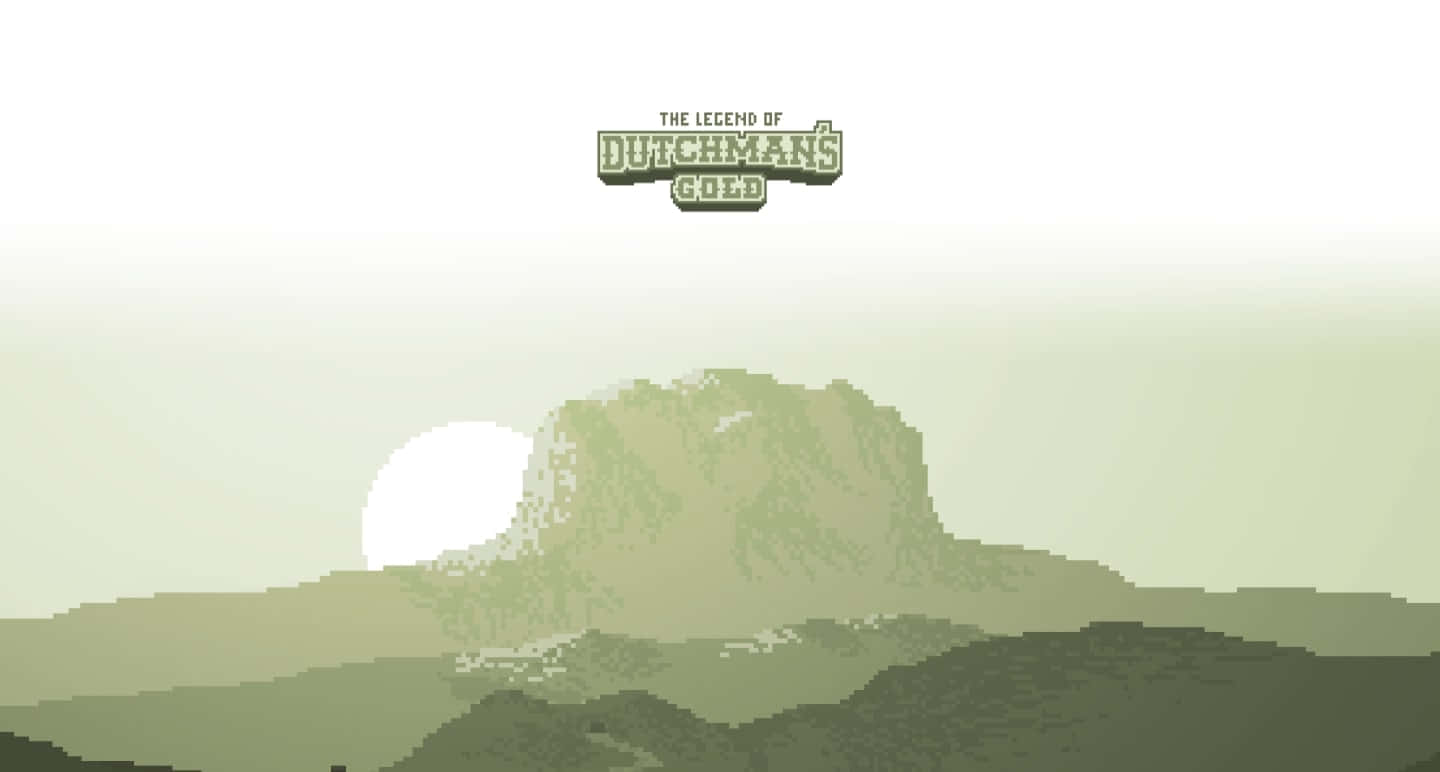 Parallax 桌布 壁紙 — 黎明時分的像素藝術山景，上方有升起的太陽和遊戲標題標誌。