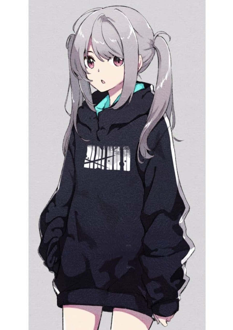 黑帽T灰髮女孩 壁紙