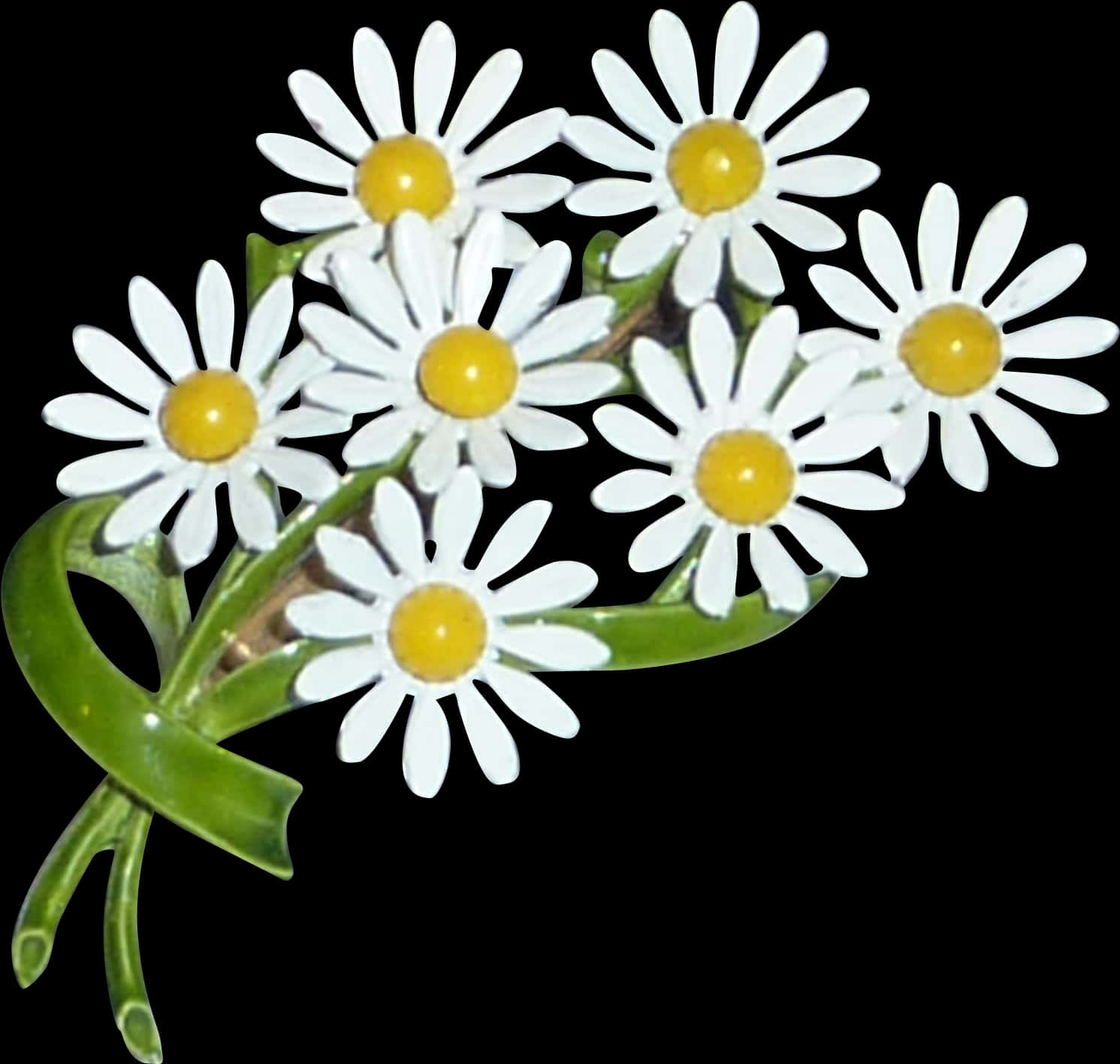 黑底雏菊花束 壁紙