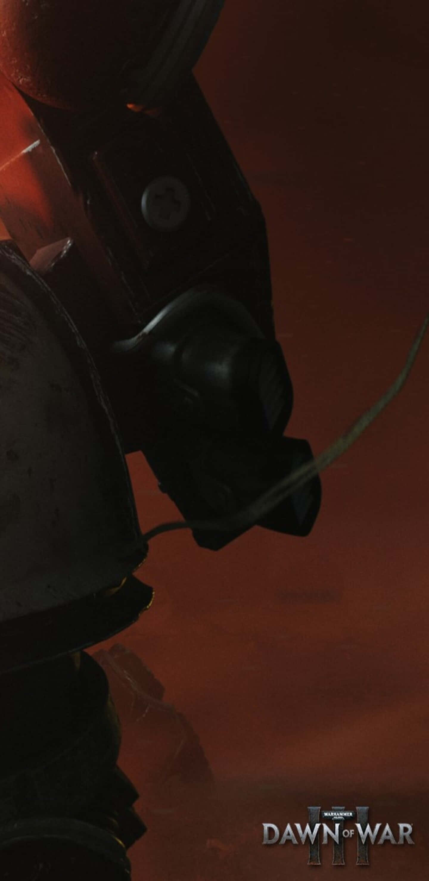 Battlefield 桌布 壁紙 — 黑暗裝甲戰士頭盔的特寫，背景是火紅色的戰場。