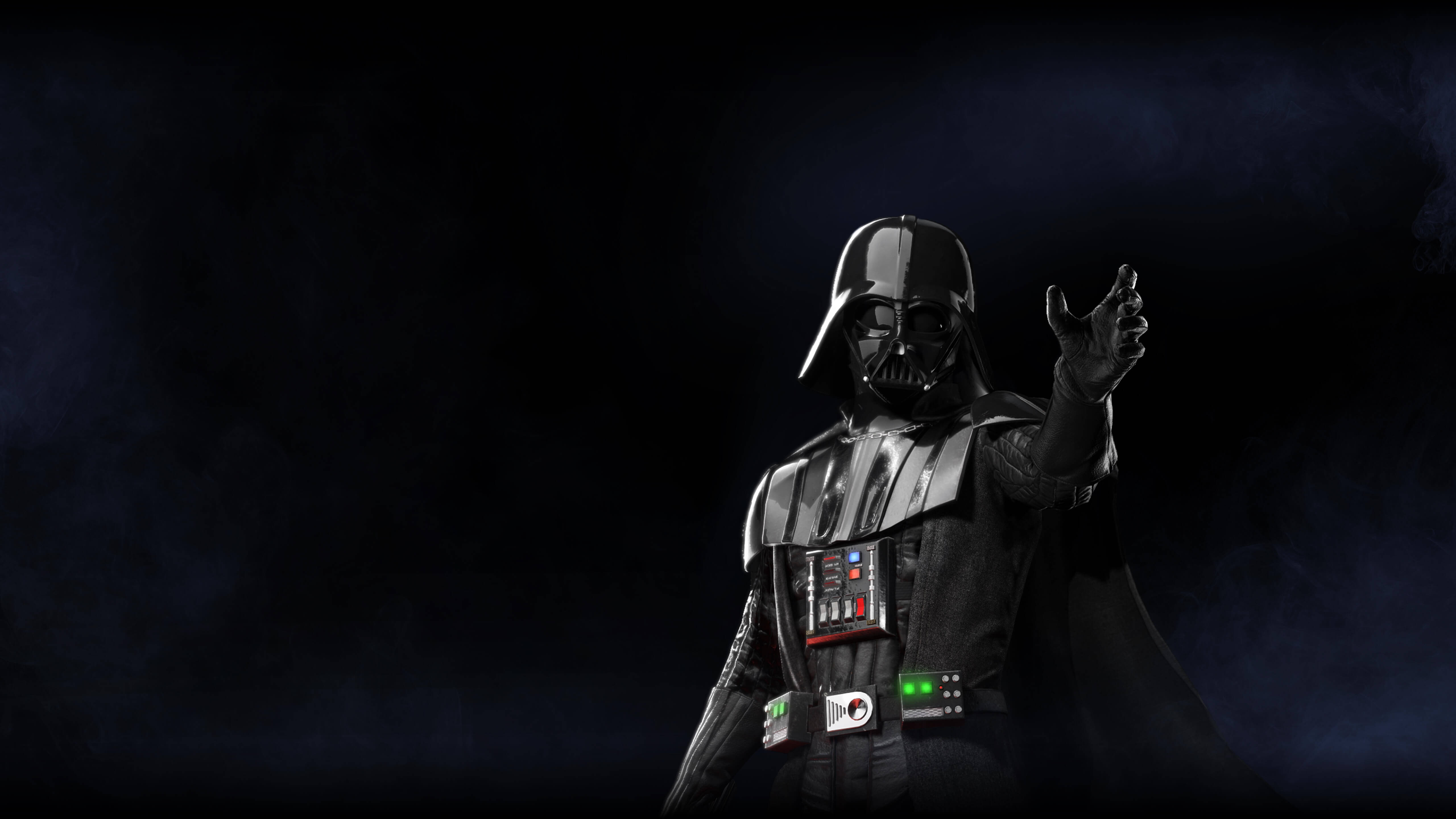 Vader 桌布 壁紙 — 黑武士達斯維達在黑暗煙霧背景中舉起一隻手做出指揮姿態，氣勢洶洶。