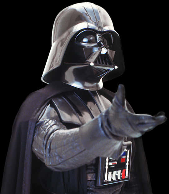 Star Wars Characters 桌布 壁紙 — 黑武士達斯維達身穿標誌性黑色盔甲和斗篷，戴著手套的手在純黑背景前伸出。