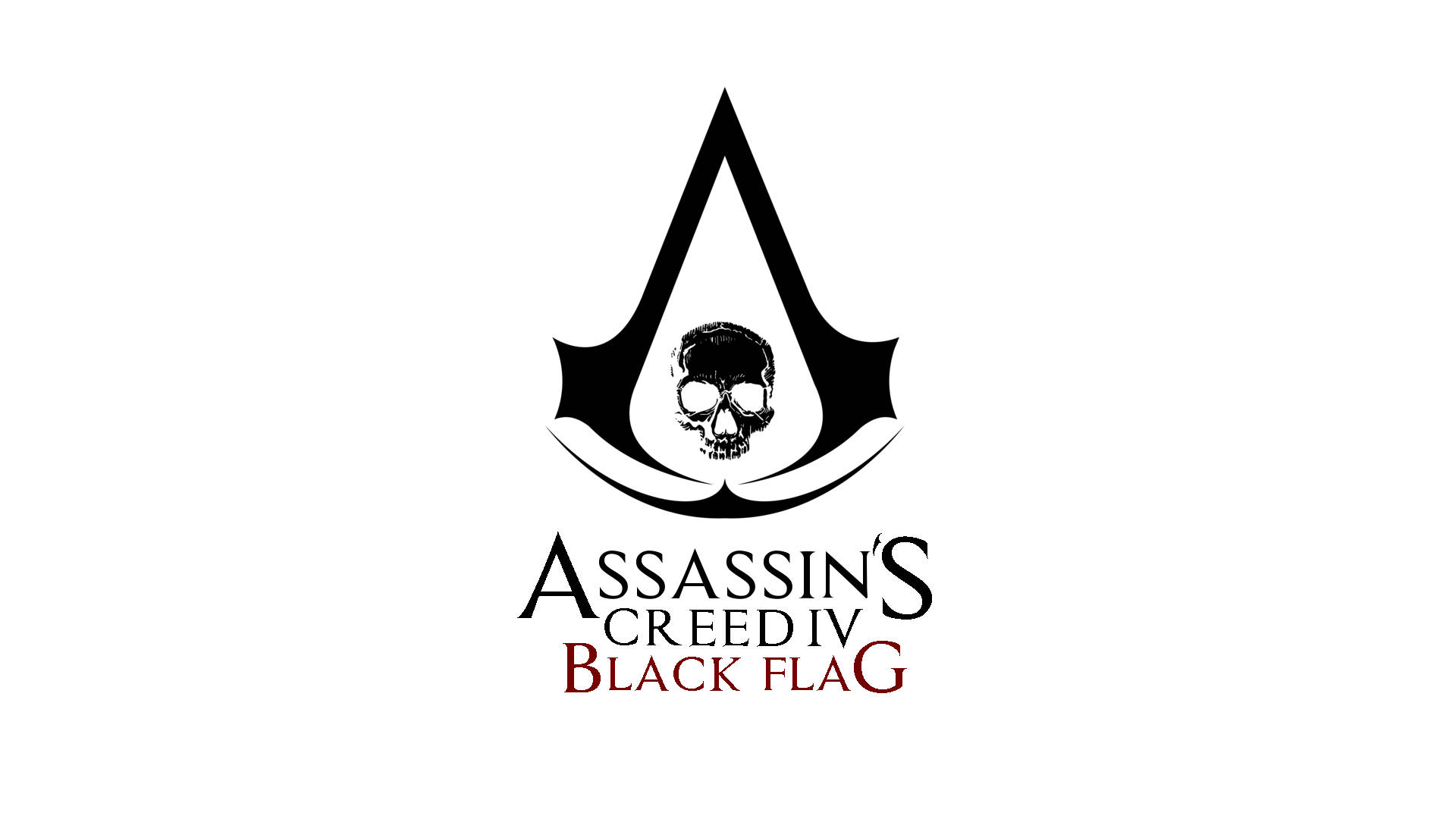 creed 桌布 壁紙 — 黑白 Assassin's Creed IV Black Flag 標誌，骷髏標誌居中於純白背景上。