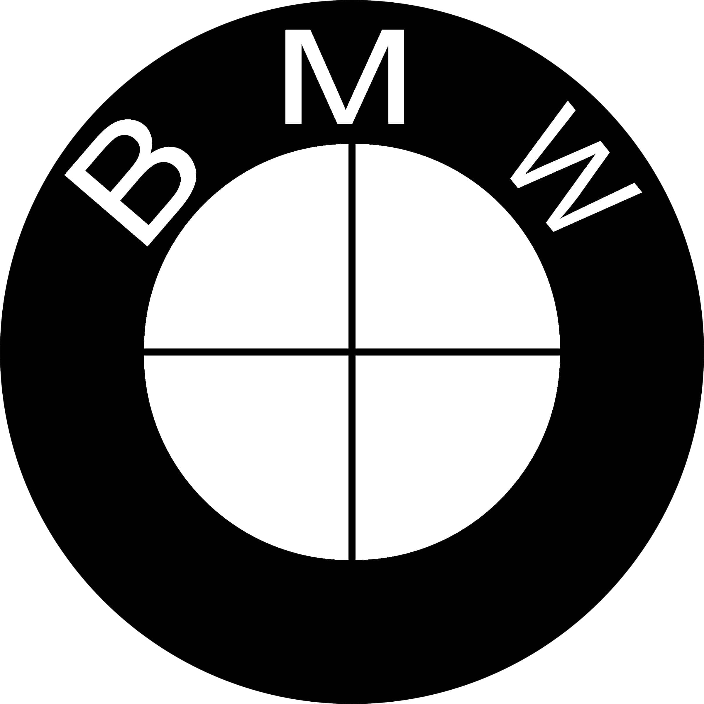 Black And White Logo 桌布 壁紙 — 黑白BMW M標誌，帶有粗體字和圓形設計，背景簡潔。