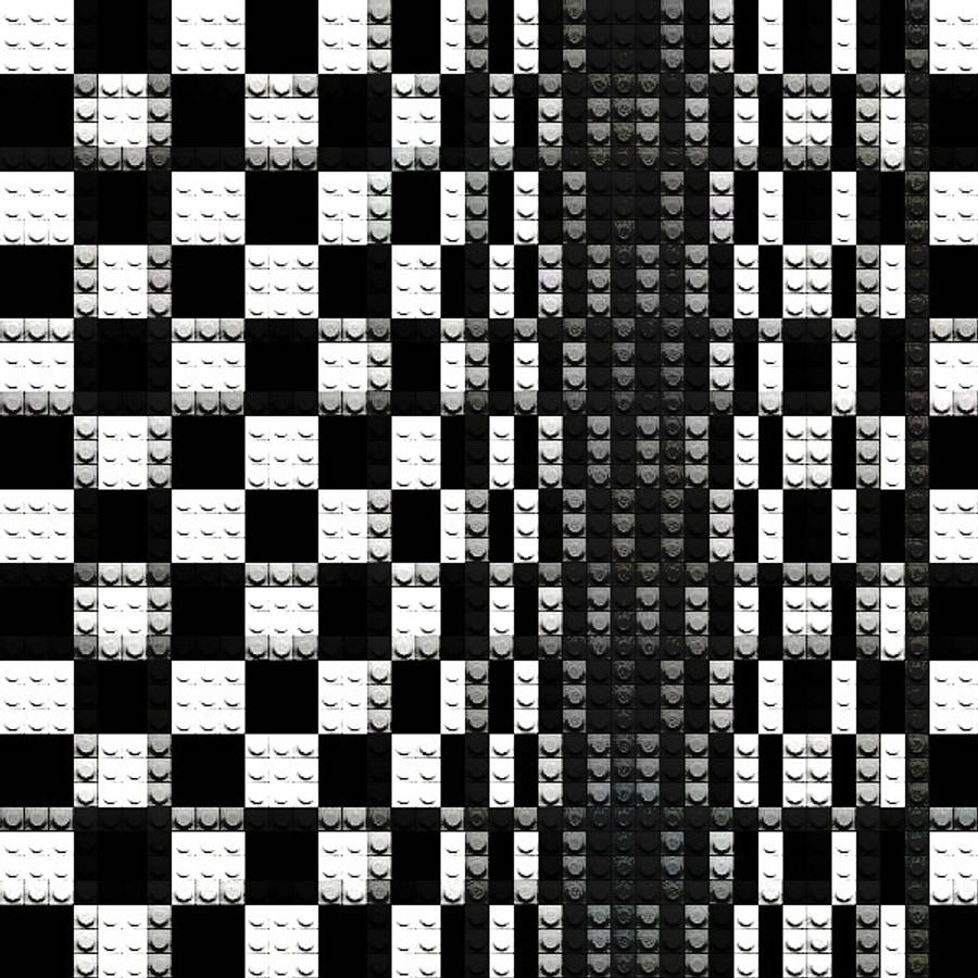 Black And White Squares 桌布 壁紙 — 黑白LEGO積木互相扣合形成棋盤格紋的單色圖案，帶有微妙的漸變陰影。