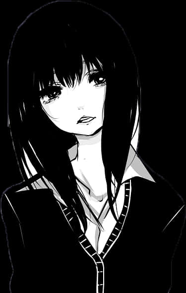 黑白動漫女孩肖像 壁紙