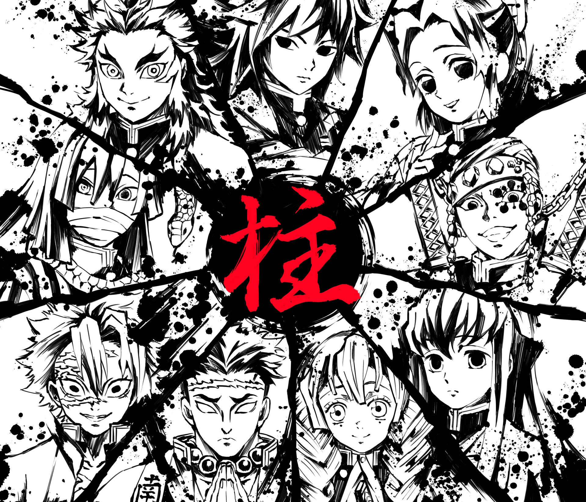 黑白動漫角色，中央紅色漢字被破碎玻璃效果包圍。