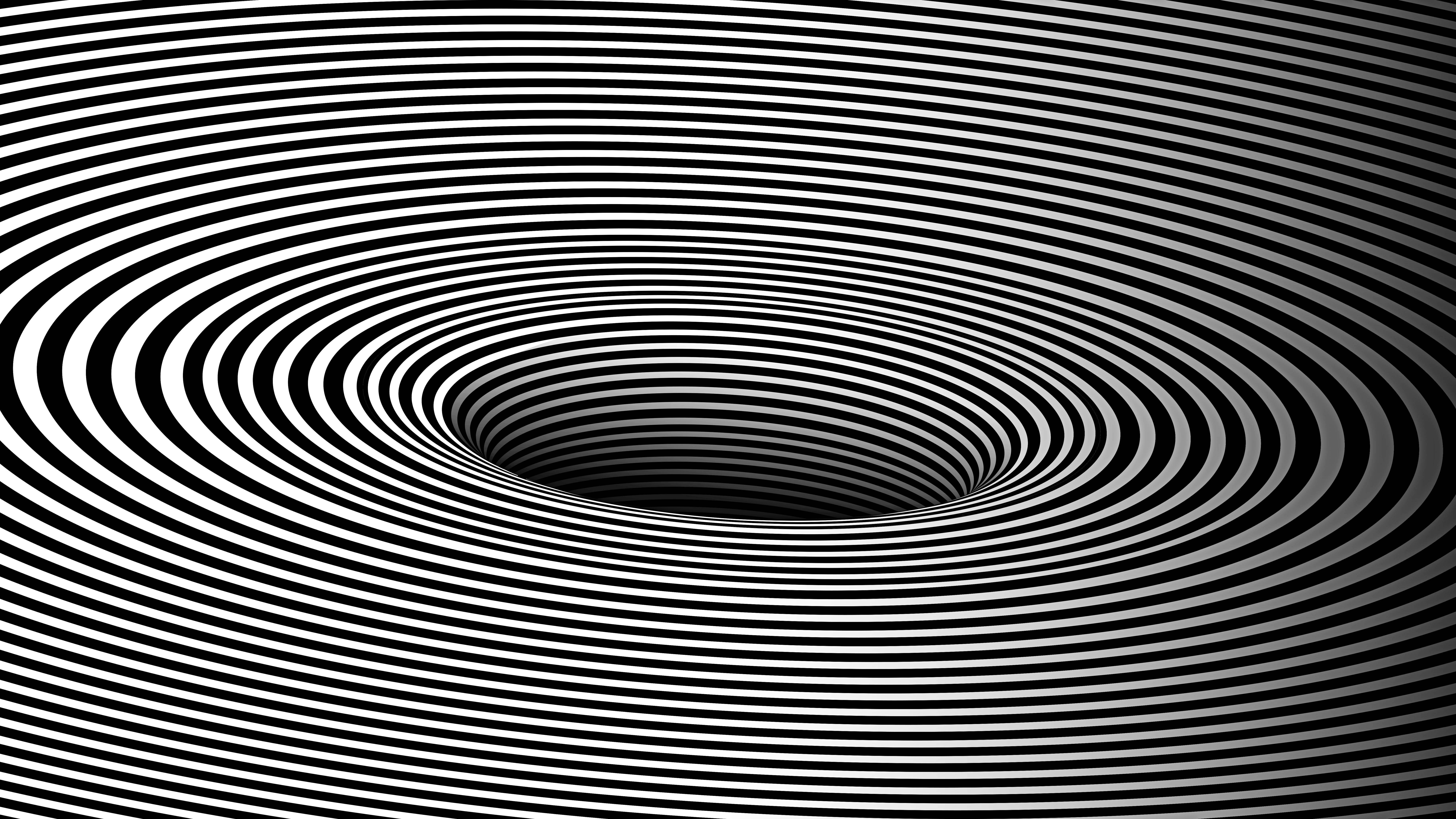 Illusion 桌布 壁紙 — 黑白同心圓營造出旋轉漩渦的催眠視錯覺。