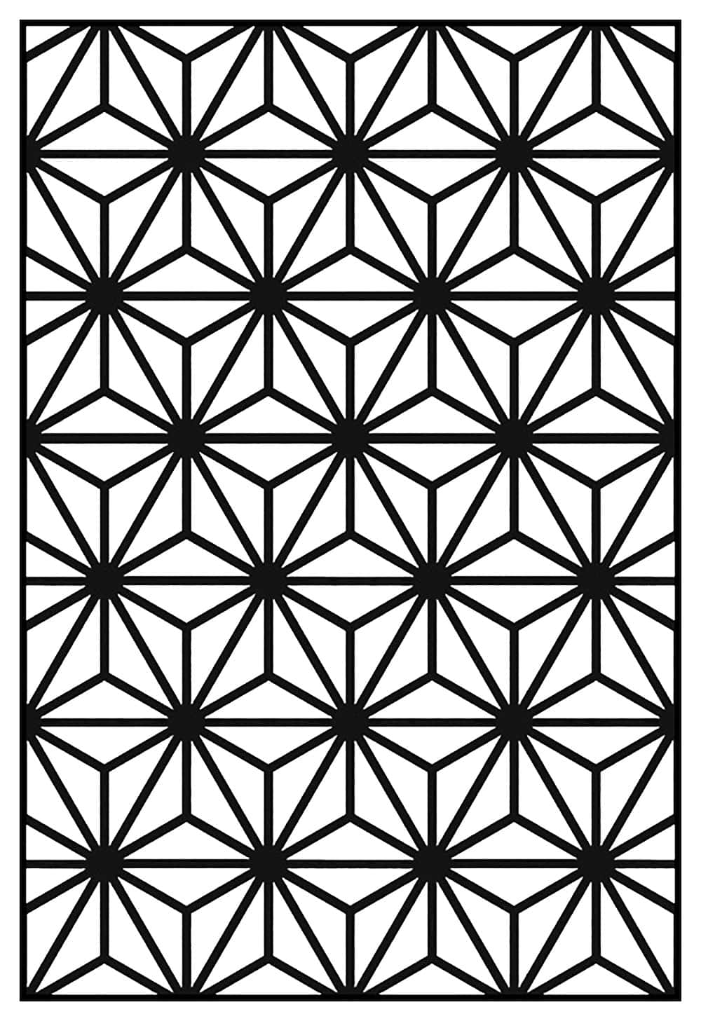 Geometric Pattern 桌布 壁紙 — 黑白幾何圖案，重複的星爆形狀，帶有中心點和交叉線條。