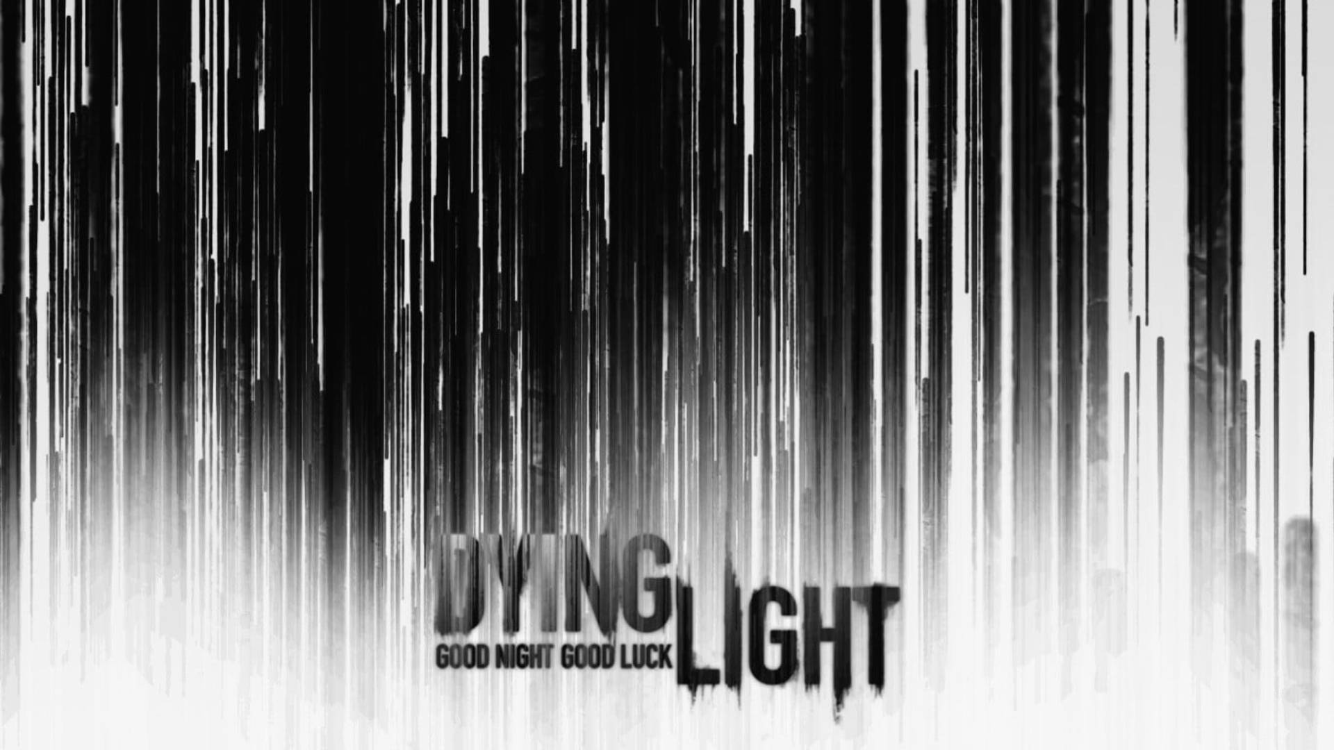 Dying Light 桌布 壁紙 — 黑白抽象桌布，帶有垂直條紋漸變為白色，以及粗體文字 dying light good night good luck。