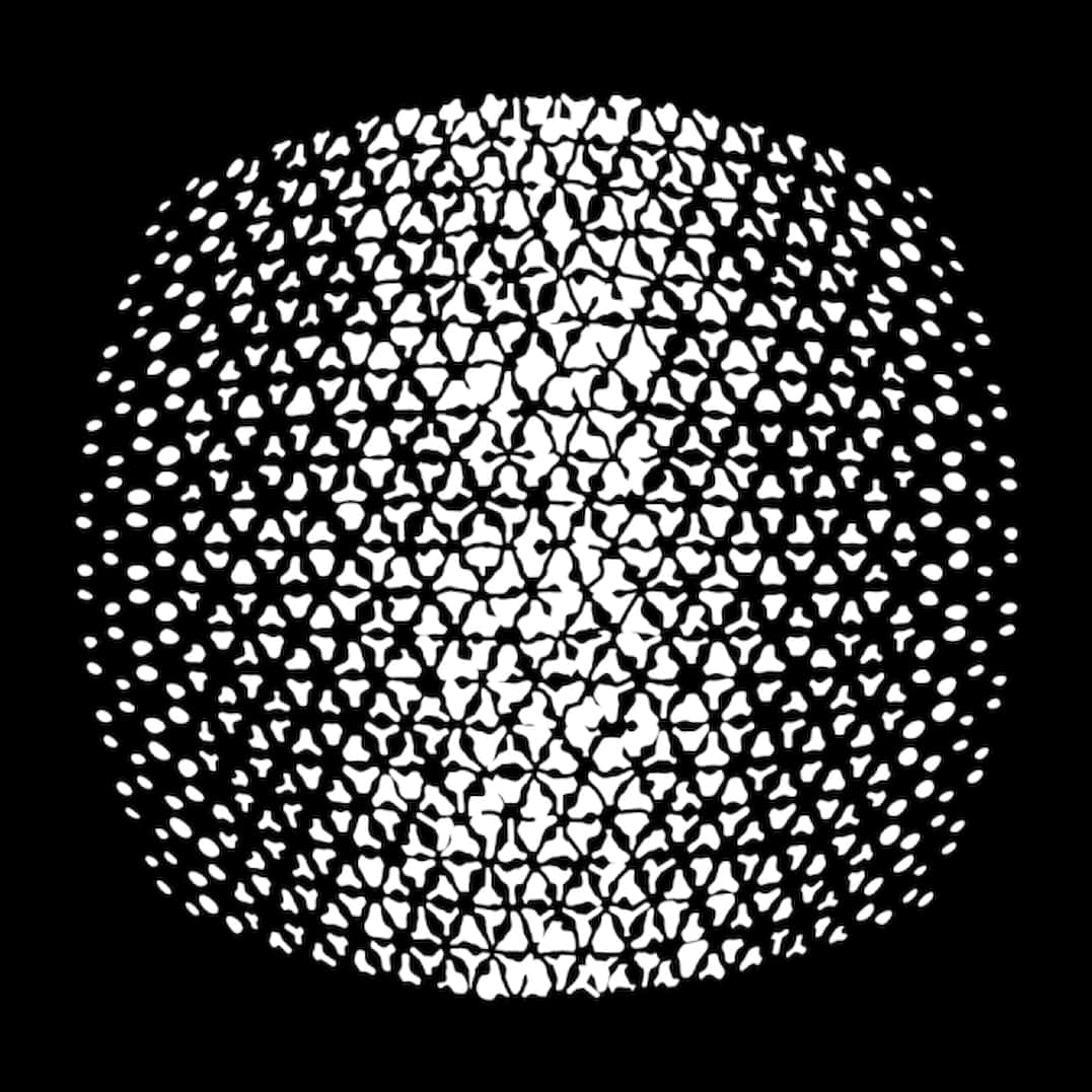 Textures 桌布 壁紙 — 黑白抽象球體圖案，帶有向外輻射的複雜重複幾何形狀。