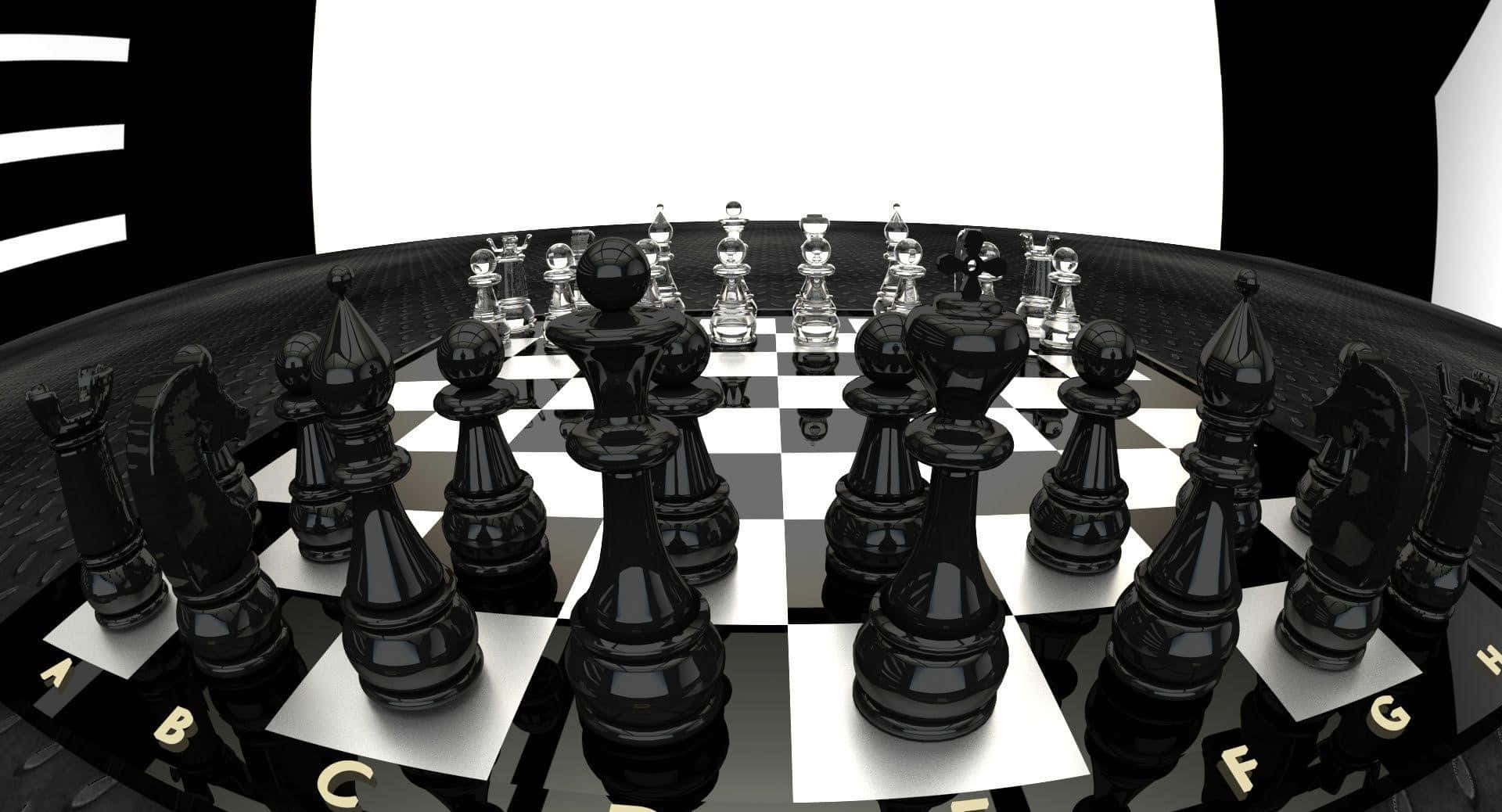 黑白棋局，黑色背景 壁紙